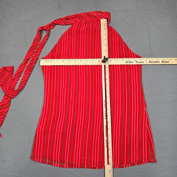 Banana Republic XS Gold Chain Striped Tie-Neck Tank Top Red Sleeveless - Picture 4 of 4